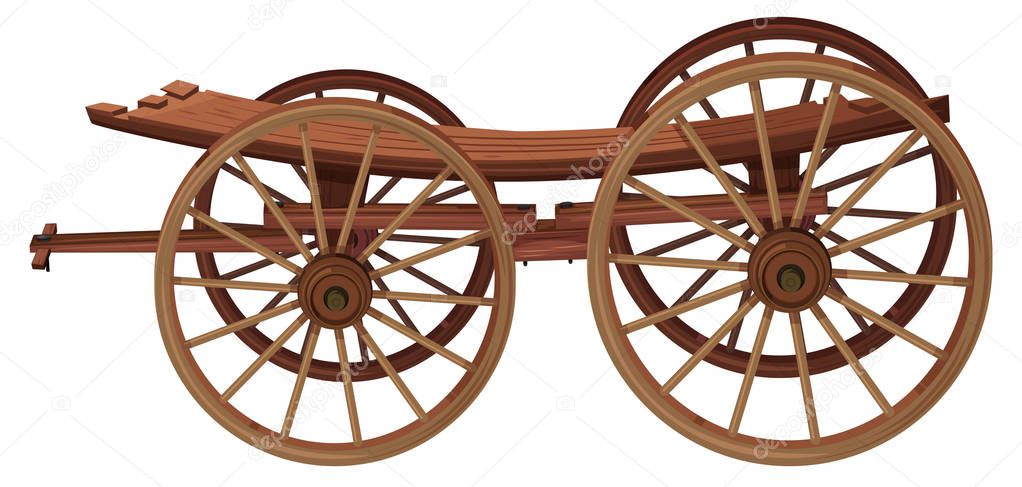 A wooden cart on white background illustration