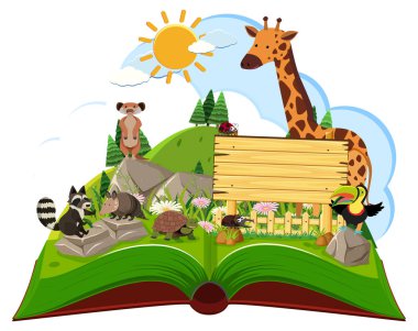 Vahşi hayvanlar açık kitap Illustration