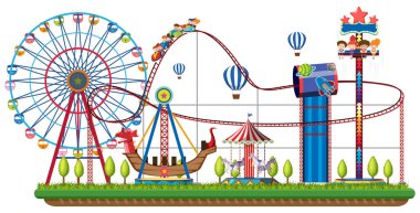 Beyaz arka plan illüstrasyon lunapark sürmek