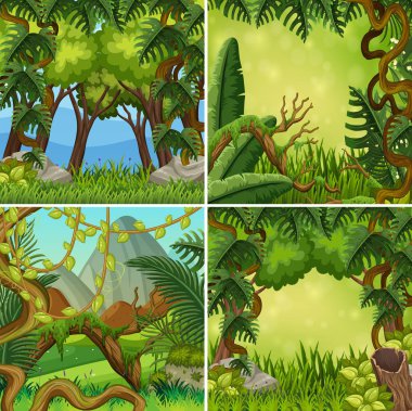 Orman manzara şekil kümesi