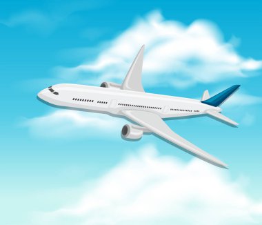 Ticari bir uçak üzerinde gökyüzü illüstrasyon