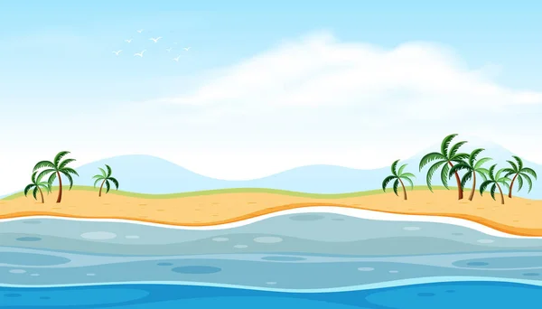 Beautiful Beach Landscape Illustration — Stock Vector