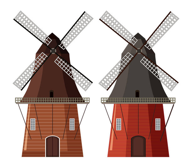 Набор иллюстраций для деревянной мельницы
