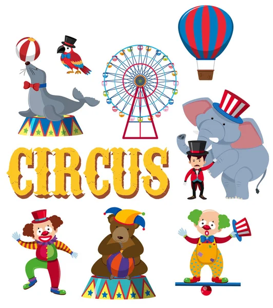 Set Circus Character Illustration — Stock Vector