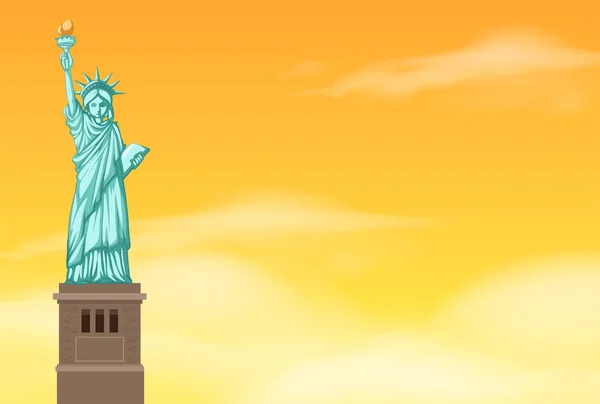 Statue Liberty Sunset Illustration — Stock Vector