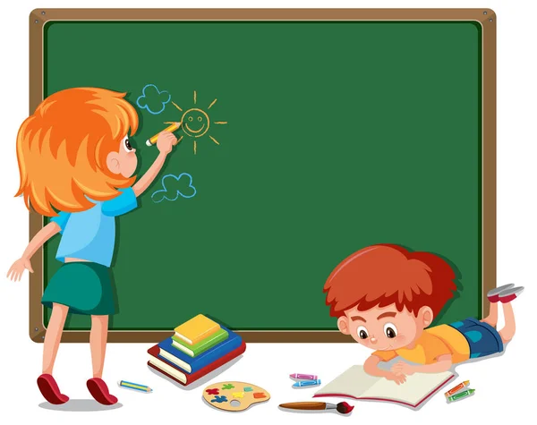 Frame Met Schoolbord Kinderen Illustratie — Stockvector