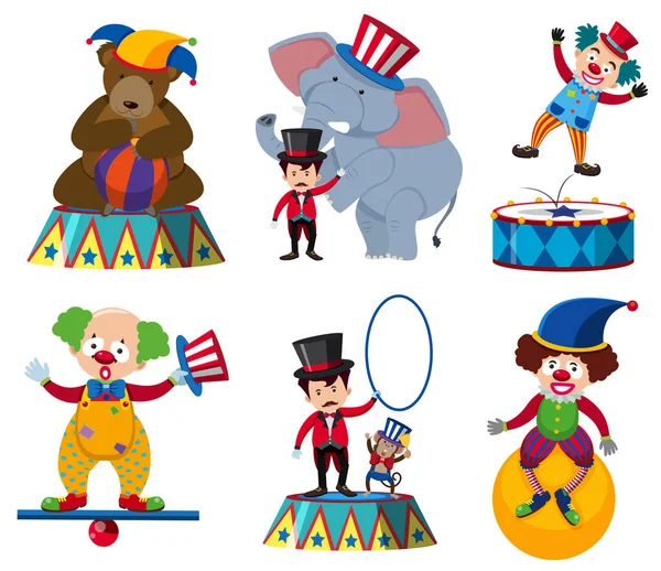 Eine Reihe Von Zirkusfiguren — Stockvektor