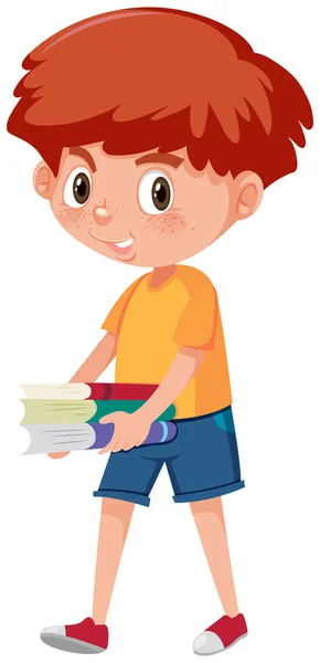 Boy Holding Books Illustration — Stock Vector