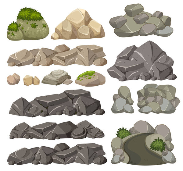 Set of different rocks illustration
