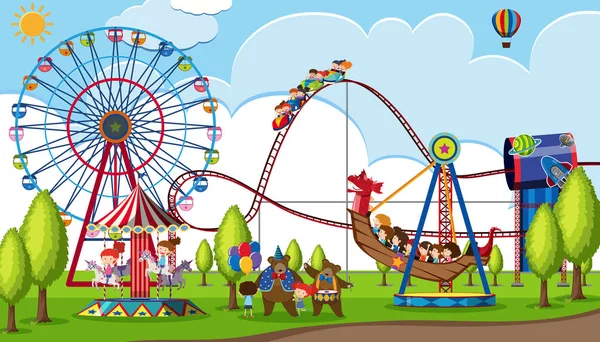 Children Theme Park Illustration — Stock Vector