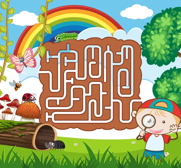 Nature maze puzzle game template illustration