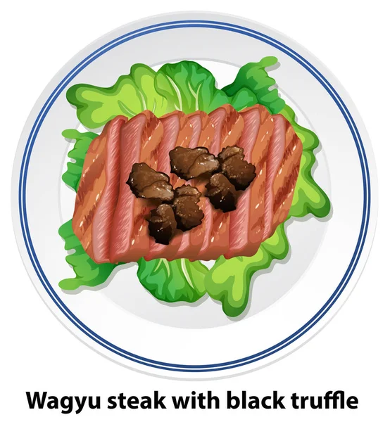 和牛のステーキ黒トリュフの図で — ストックベクタ