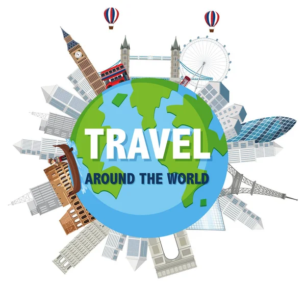 Travel World Illustration — Stock Vector