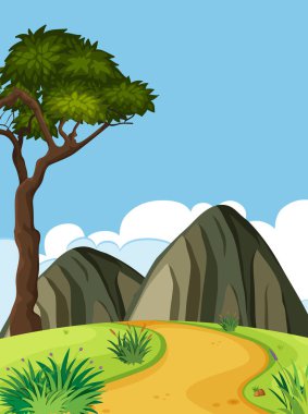 Doğa manzara çizimde bir yol