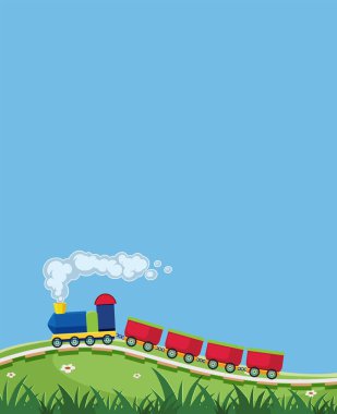 Bir tren doğa şablon çizimi
