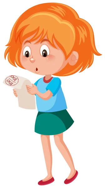 Girl Holding Test Paper Illustration — Stock Vector