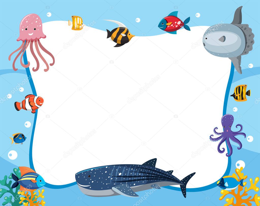 An underwater animals border illustration