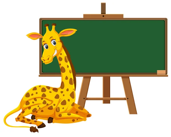 Uma Girafa Uma Ilustração Branco Quadro Negro — Vetor de Stock