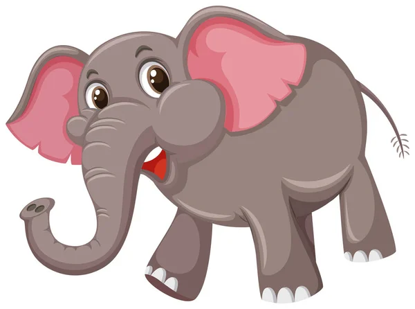 Cute Elephant White Backgrond Illustration — Stock Vector