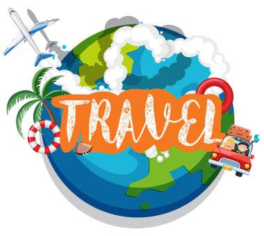 Sevimli seyahat afiş illüstrasyon