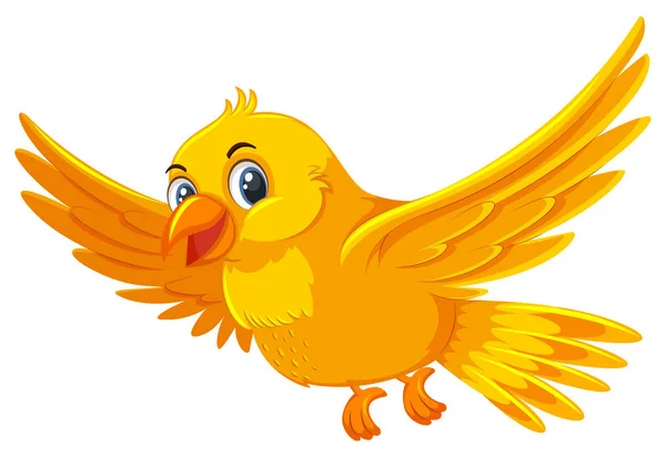 Cute Yellow Bird White Background Illustration — Stock Vector