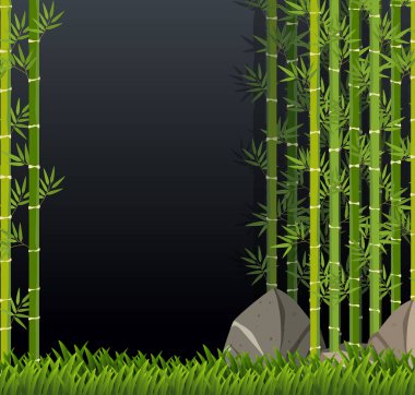 Güzel yeşil bambu şablon çizimi