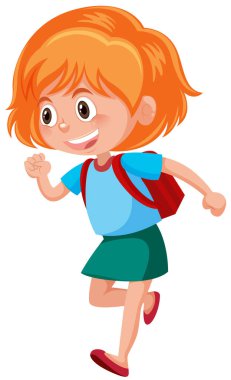 Sırt çantası çizim ile genç bir kız