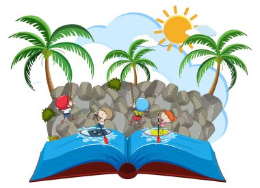 Kaya tırmanışı ve kitap Illustration açılır yatılı raket