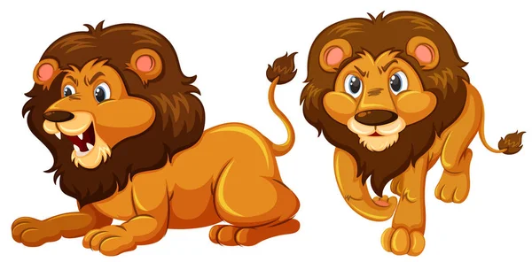 Lion Sauvage Sur Fond Blanc Illustration — Image vectorielle