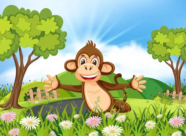 Macaco Bela Natureza Ilustração — Vetor de Stock