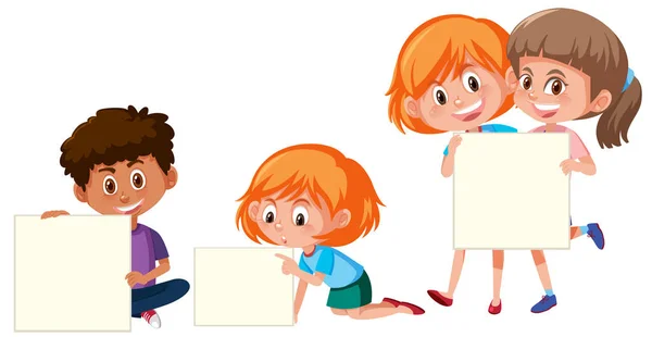 Ensemble Enfants Avec Une Illustration Bannière Vierge — Image vectorielle