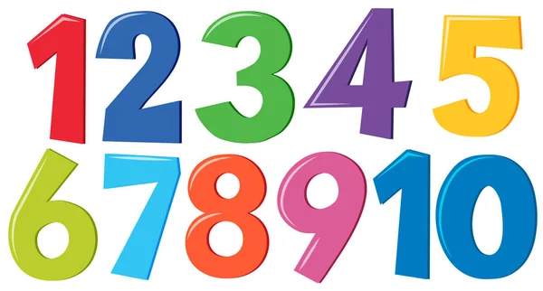 Set Numeri Colorati Illustrazione — Vettoriale Stock