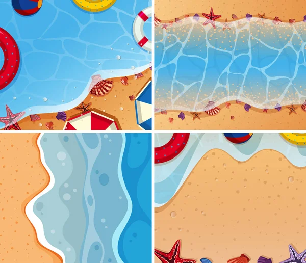 Set Beach Sea Illustration — Stock Vector