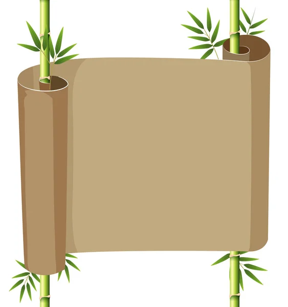 paper scroll with bamboo illustration