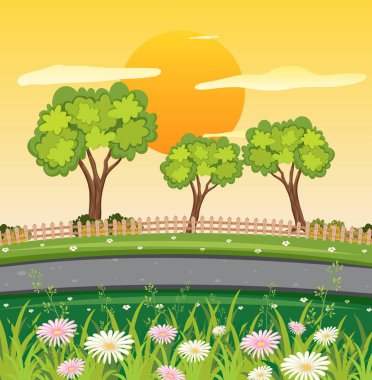 Sunset park açık sahne illüstrasyon