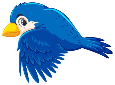 Şirin mavi kuş uçan illüstrasyon