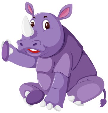 Beyaz arka plan illüstrasyon üzerinde şirin bir gergedan