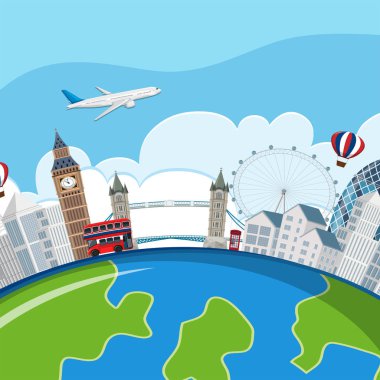 Londra yerlerinden gezegen konsept illüstrasyon