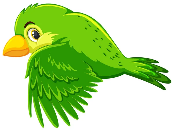 Bonito Pássaro Verde Voando Ilustração —  Vetores de Stock