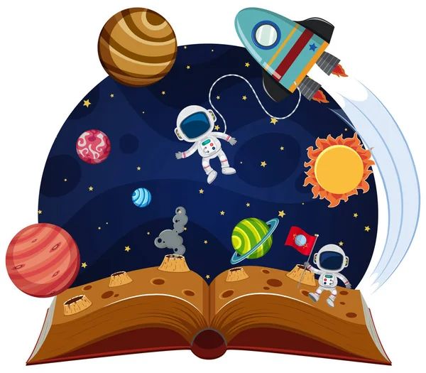 Space Theme Pop Book Illustration — Stock Vector