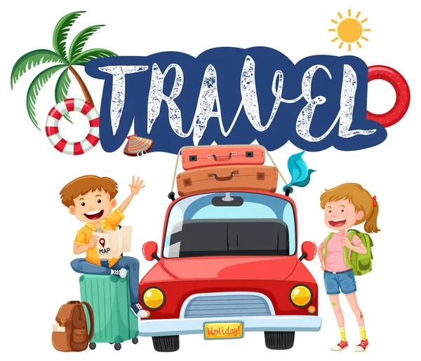 Two Young Travellers Concept Illustration — Stock Vector