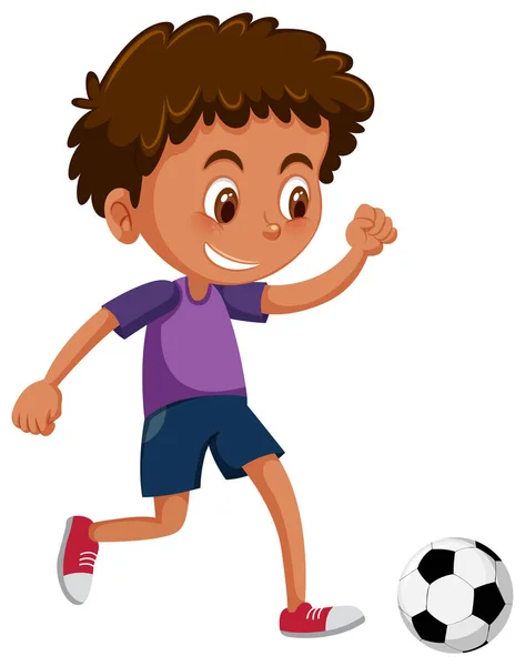 African Boy Playing Football Illustration — Stock Vector