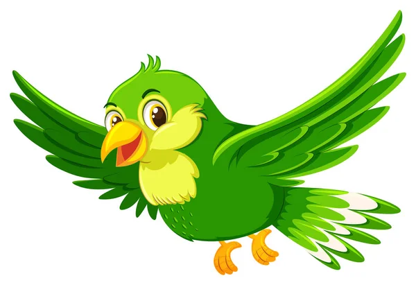 Lindo Vuelo Verde Pájaro Ilustración — Vector de stock