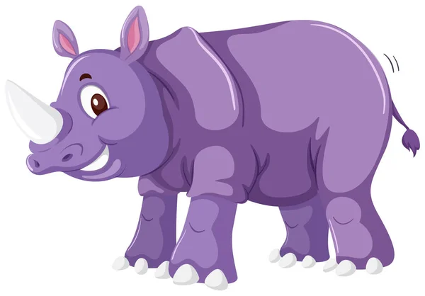 Joli Rhinocéros Sur Fond Blanc Illustration — Image vectorielle