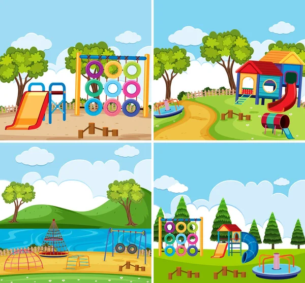 Conjunto Ilustrações Parque Infantil — Vetor de Stock