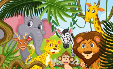 Vahşi hayvanlar orman resimde