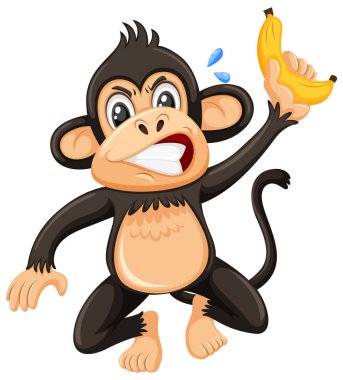 Bir kızgın beyaz arka plan illüstrasyon üzerinde monky