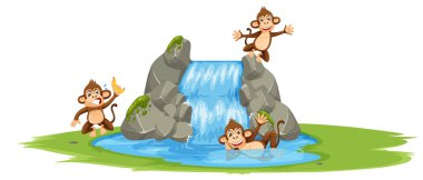 Su illüstrasyon maymuna Grup