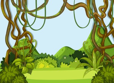 Yeşil doğa manzara illüstrasyon