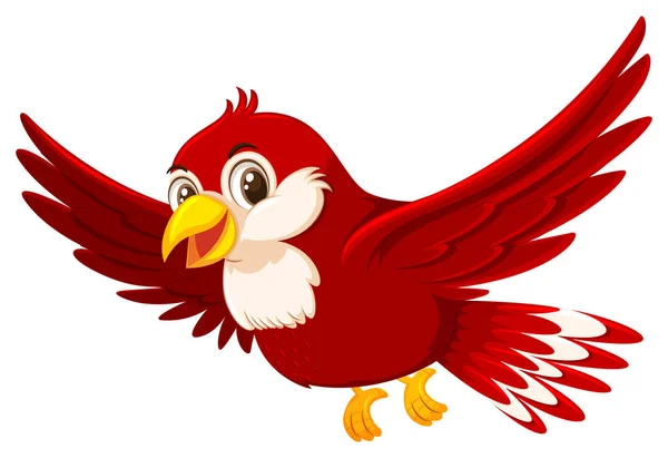 Oiseau Rouge Mignon Sur Fond Blanc Illustration — Image vectorielle